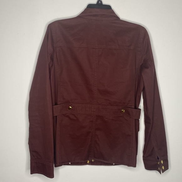 Jcrew downtown field jacket moto bomber coat burgundy red gold buttons pocket - Picture 7 of 13